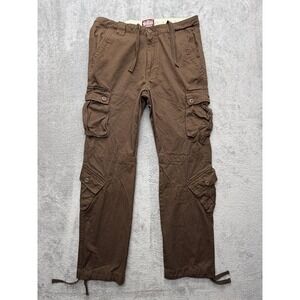 Matchstick Cargo Pants Mens 37x32 Brown‎ Utility Multi Pocket Casual Workwear